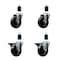 Service Caster 4'' Soft Rubber Wheel Swivel 1-1/2'' Expanding Stem Caster Set 2 Brakes, 4PK SCC-EX20S414-SRS-2-PLB-2-112 - alternate 1